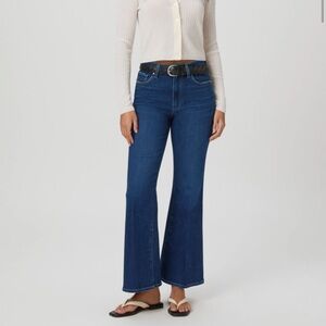 PAIGE Women's Dark Blue Distressed Straight Leg Jeans